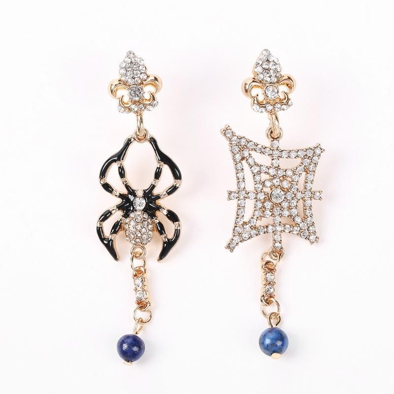 Creative Spider Halloween Rhinestone Earrings Nhhn145785