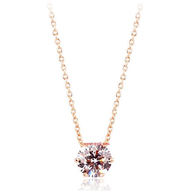 Exquisite And Simple Single Zircon Alloy Necklace Nhlj145800