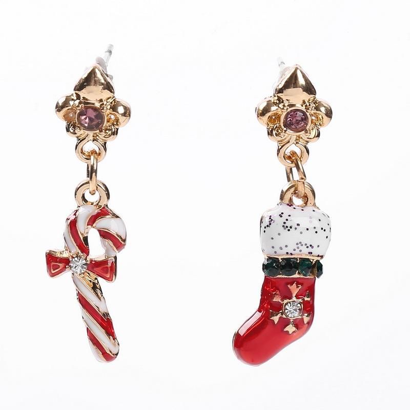 Creative Christmas Shoes Crutch Asymmetrical Earrings Nhhn145807