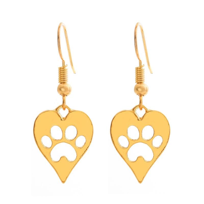 Fashion Hollow Heart Cat Claw Dog Paw Print Earrings Nhcu146614