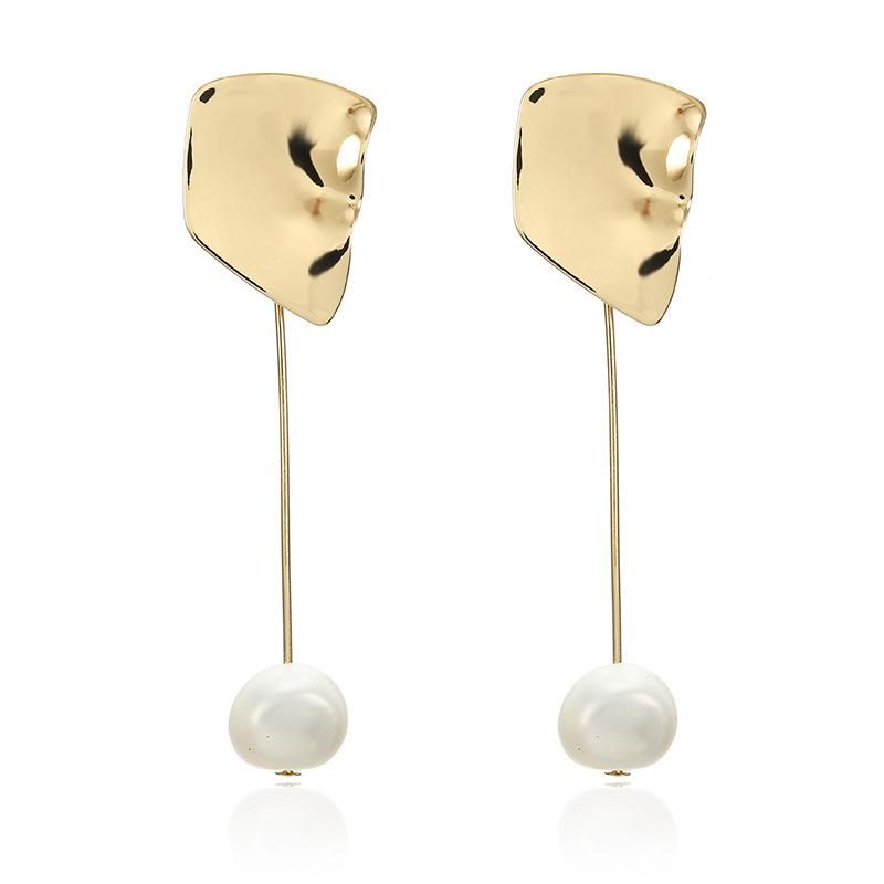 Trendy Minimalist Geometric Metal Beads Earrings Nhpf146861