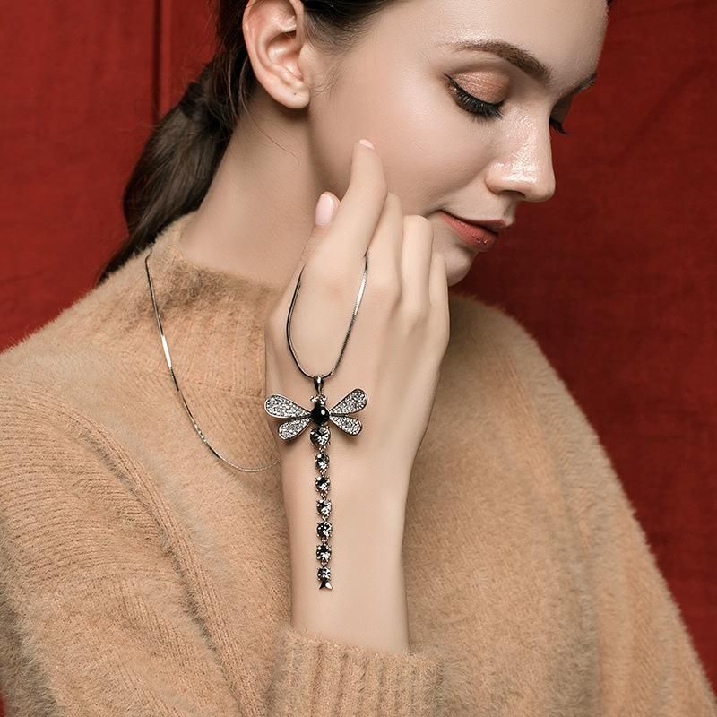 Libelle Insekt Pullover Kette Halskette Frauen Lange Wilde Koreanische Persönlichkeit Herbst Und Winter Accessoires Einfache Kreative Anhänger Accessoires