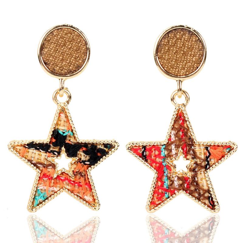 Creative Bohemian Star Hand-woven Earrings Nhct147088