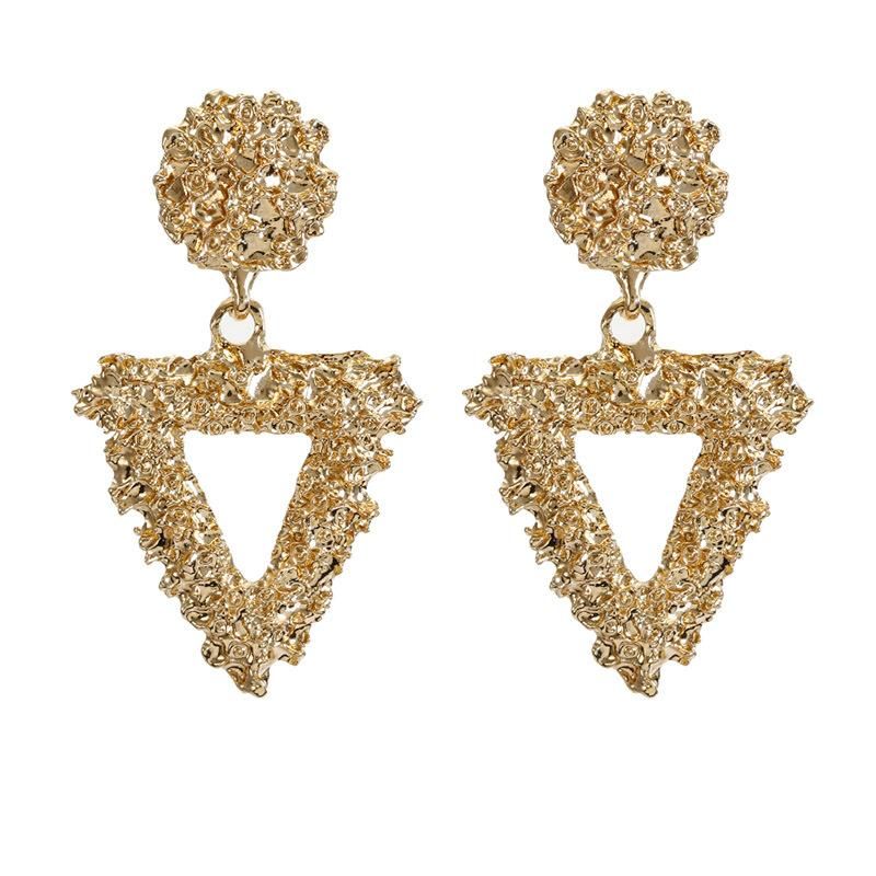 Fashion Hollow Embossed Triangular Alloy Earrings Nhpf147192