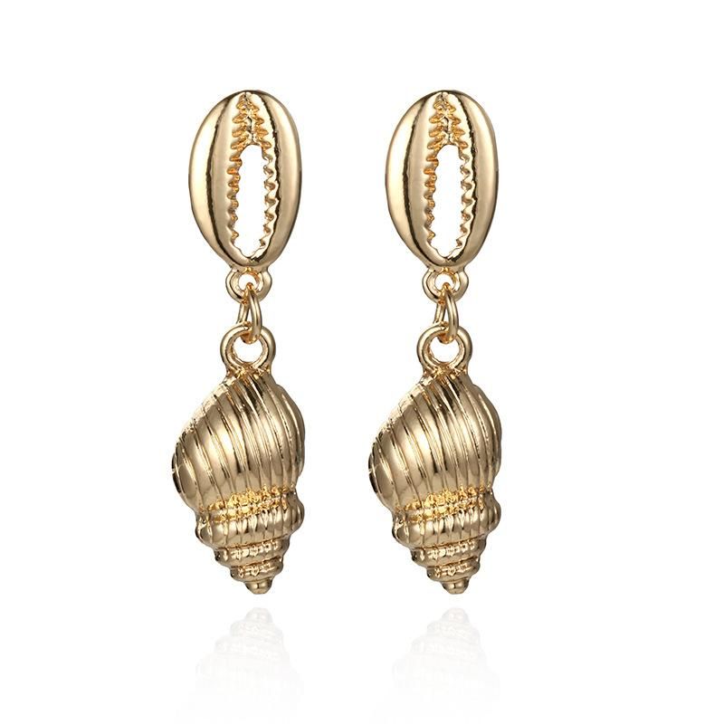 Europäische Und Amerikanische Übertriebene Metall Ohrringe Trend Ige Kreative Legierung Conch Shell Ohrringe Ohrringe Weibliche Persönlichkeit Ozean Stil Ohrringe