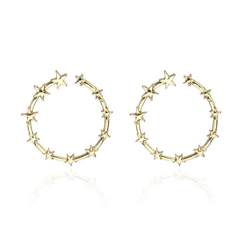 Fashion Simple Alloy Star Ring Hoop Earrings Nhpf147226