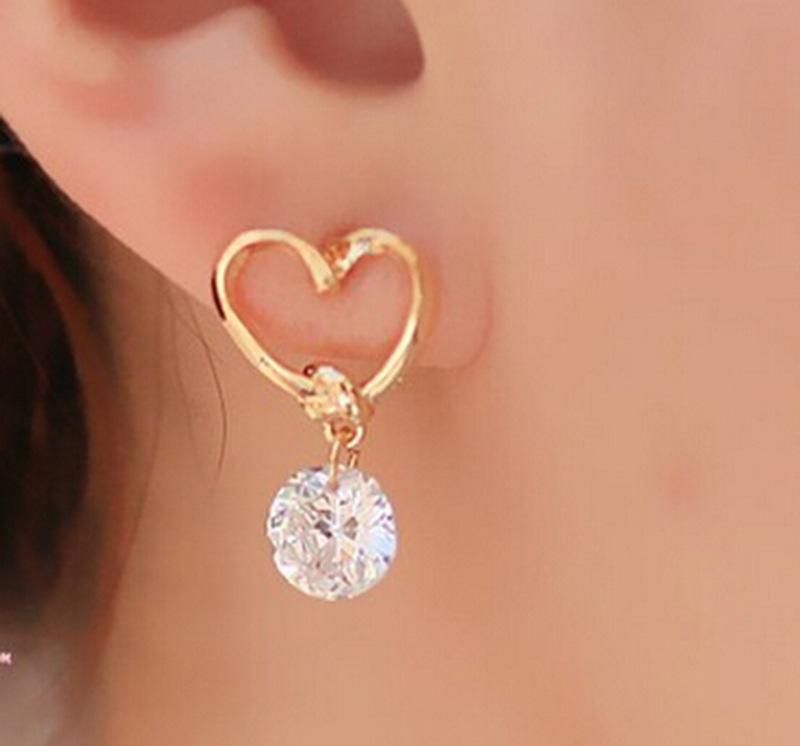 Fashion Alloy Heart-shaped Imitated Crystal Earrings Nhpf147241