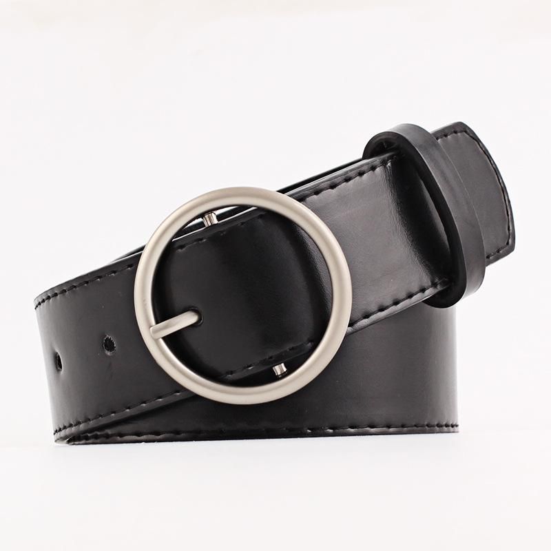 New Round Buckle Solid Color Wide Women Belt Nhpo147728