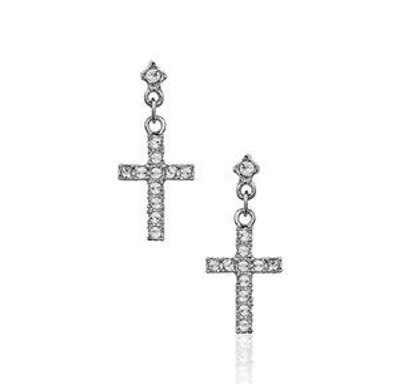 Fashion Exquisite Full Rhinestone Cross Earrings Nhlj147855