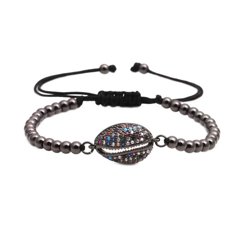 Grenz Überschreitende Mikro Eingelegte Zirkonium Farbe Verstellbares Armband Kupfer Perlen Gewebtes Muschel Armband Crown Bracelet