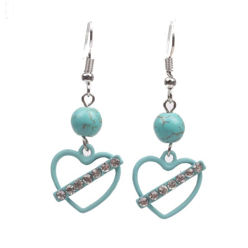 Fashion Love Five-pointed Star Inlaid Natural Turquoise Earrings Nhyl147938