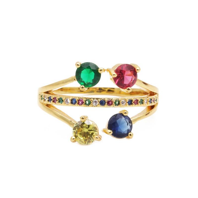 Stylish Three-layer Colored Gemstone Zircon Ring Nhyl148016