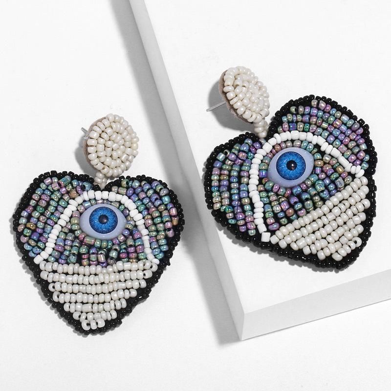 New Devil S Eye Color Heart Bead Earrings Nhas148033