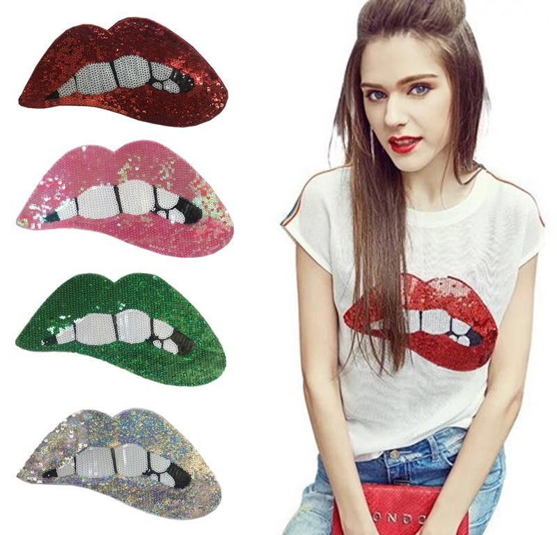 Fashion Bright Sequins Lips Cloth Embroidered Patch Nhlt148263