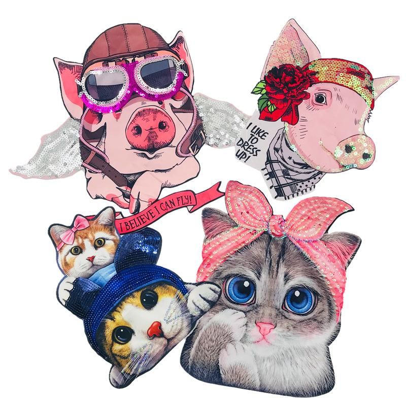 Cartoon Pig Print Short Sleeve Digital Print Cloth Sticker Nhlt148295