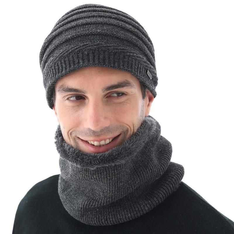 Produkt Wolle Strick Mütze Herren Winter Mütze Plus Samt Warme Mütze Ohne Krempe Grenz Überschreitende Mit Schal