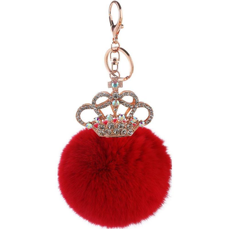 Creative Gift Crown Key Ring Rex Rabbit Hair Ball Pendant Nhmm148348