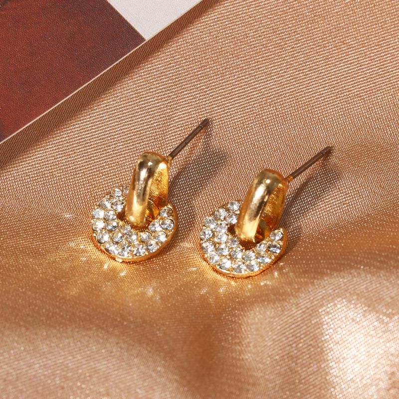 Fashion Full Rhinestone Geometric Hoop Earrings Nhdp148501