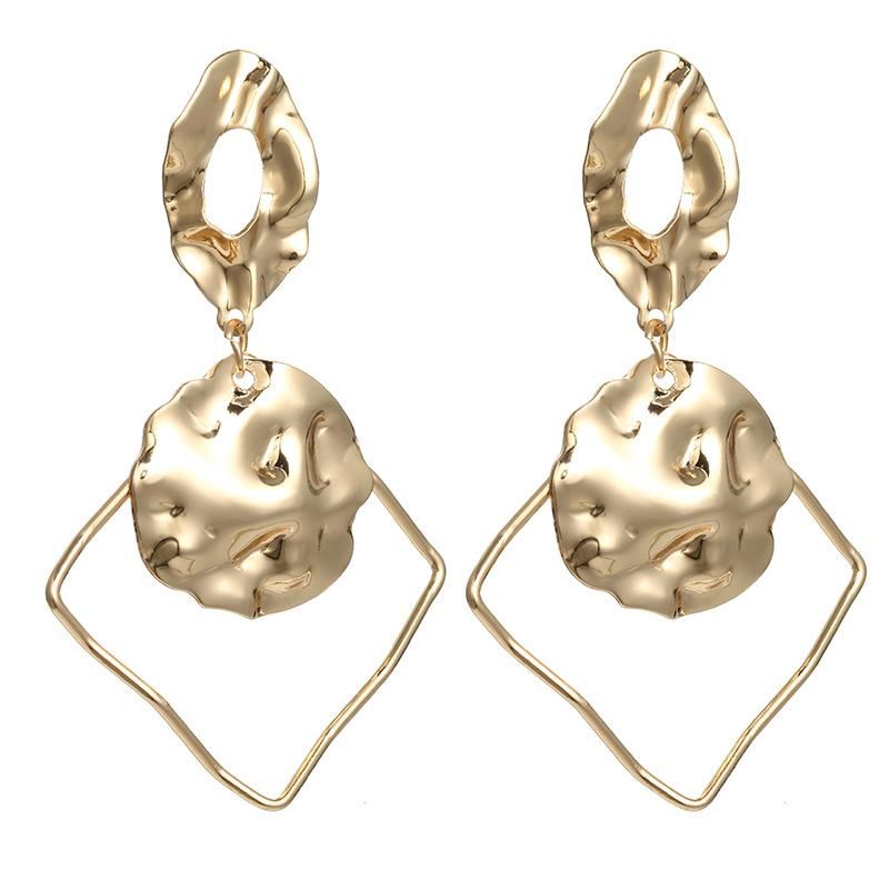 Stylish Geometric Double-layer Hollow Square Earrings Nhpf148559