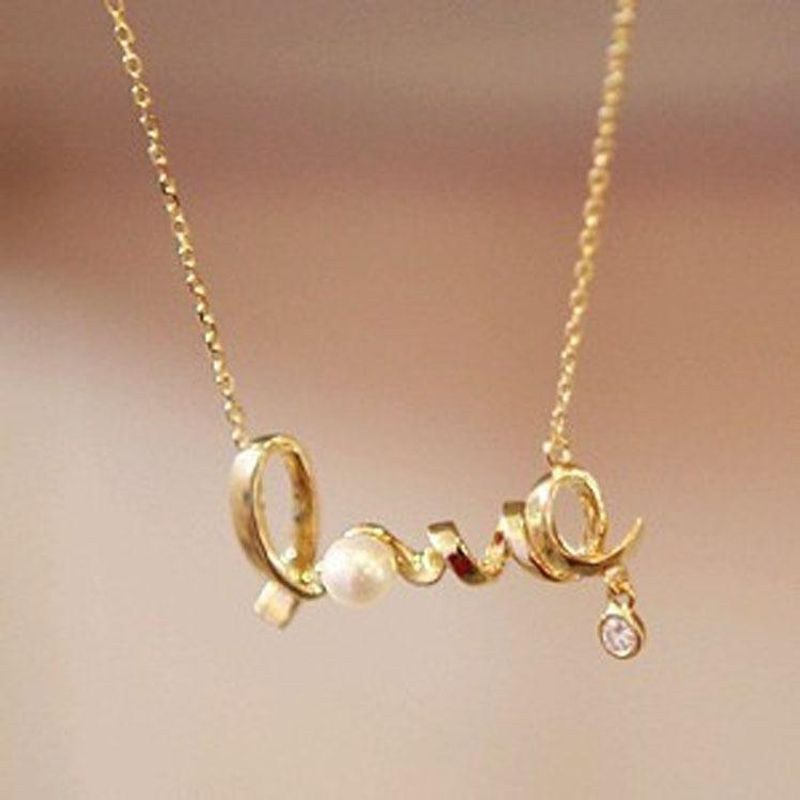 Letras De Amor De Moda Con Collar De Perlas De Diamantes Nhdp148732