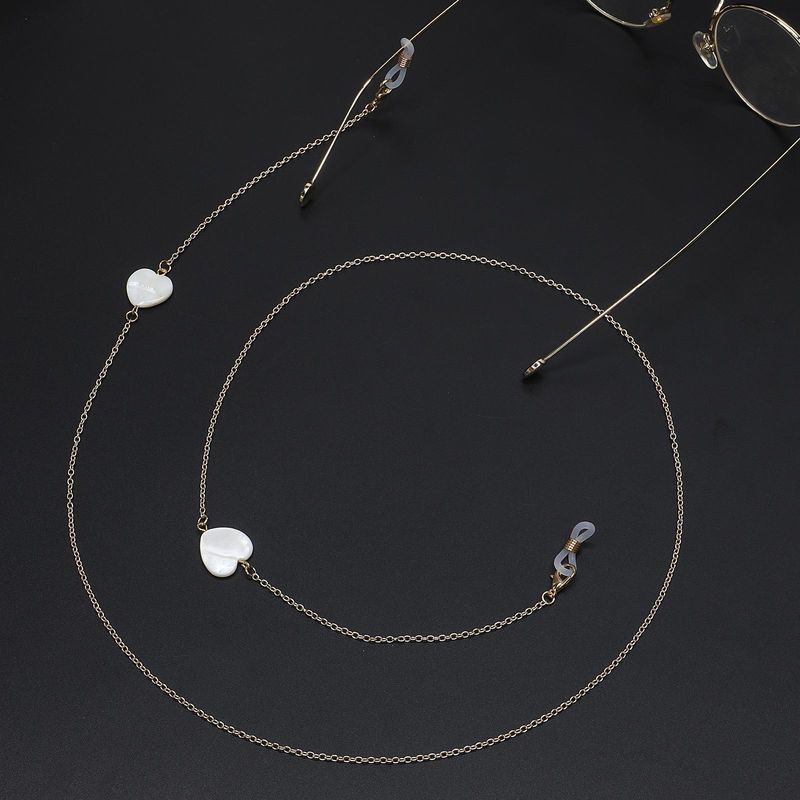 Einfache Neue Hand Gefertigte Weiße Pfirsich Herz Shell Brillen Kette Mode Rutsch Feste Brille Seil Lanyard Gold