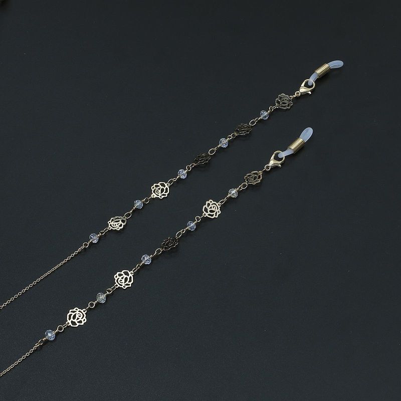 Alloy Rose Imitated Crystal Handmade Glasses Chain Nhbc148744