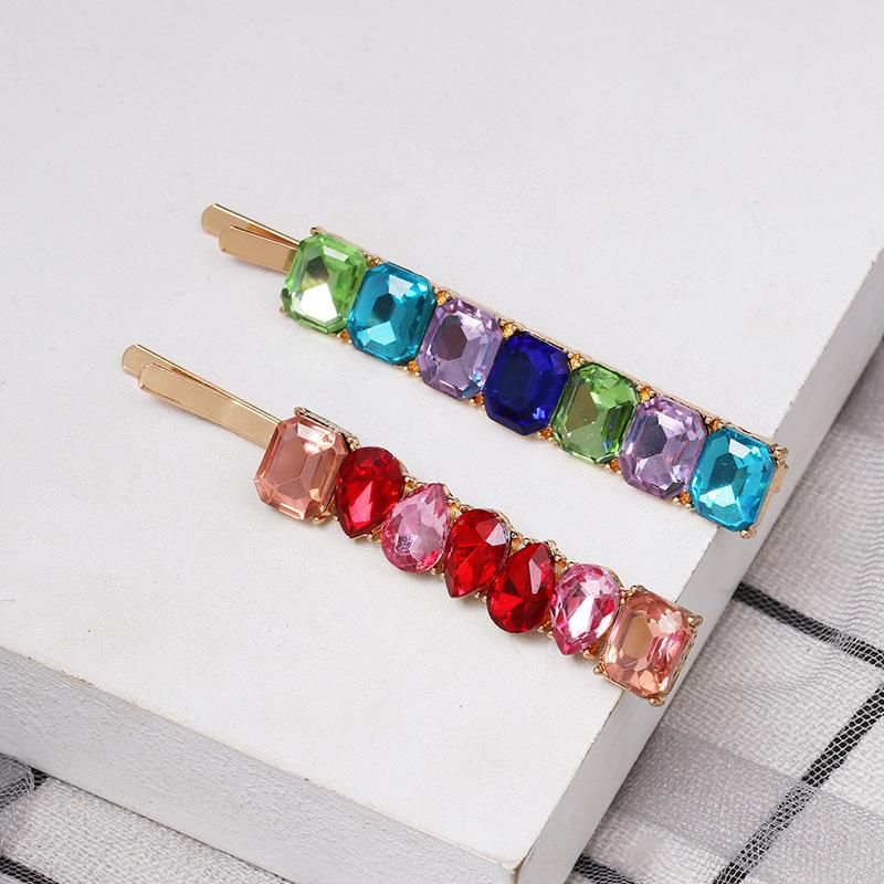 Simple Colored Rhinestone Hair Clips Nhjj148804