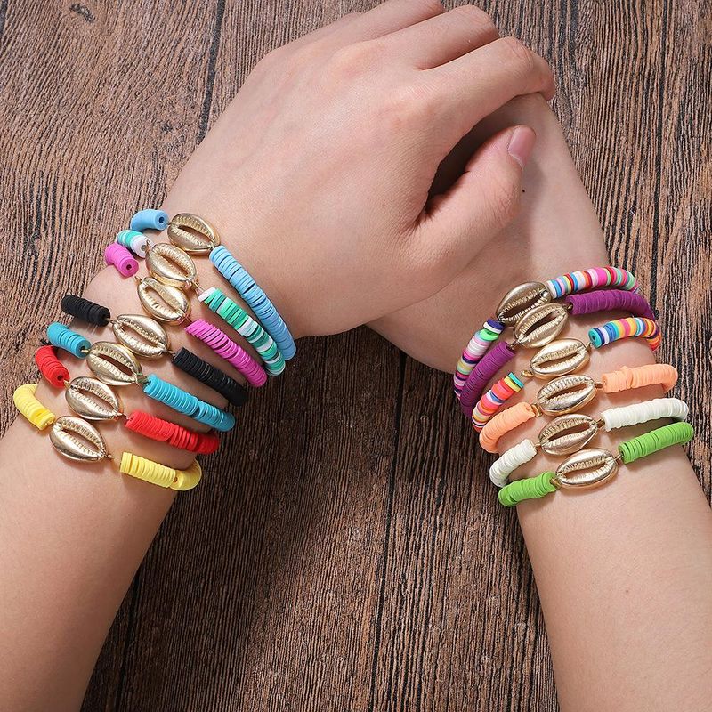 Europäische Und Amerikanische Essigsäure Ring String Armband Mode Sommer Legierung Muschel Farbe Armband Hand Gewebt Frauen
