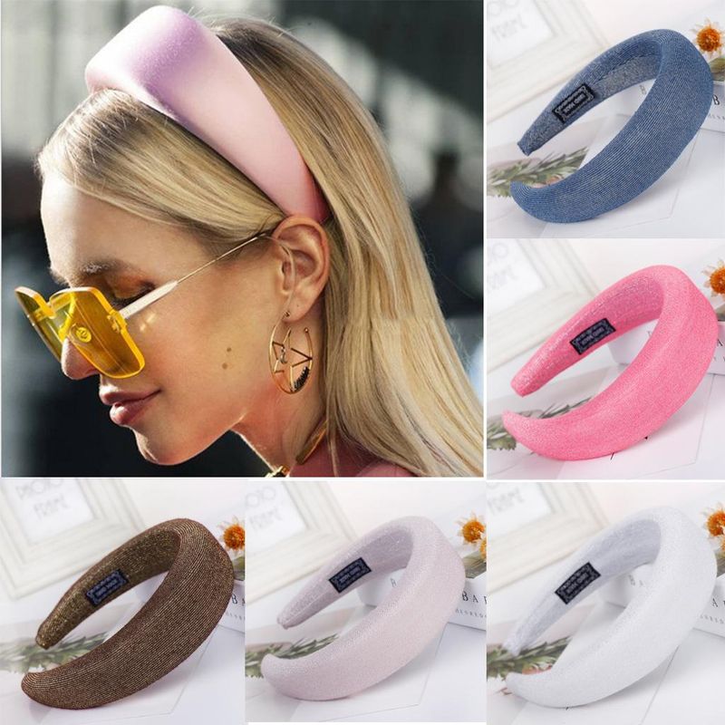 Ins Helle Seiden Element Stirnband Europäische Und Amerikanische Einfarbige Schwamm Kopfs Chnalle  Damen Schmuck Hersteller
