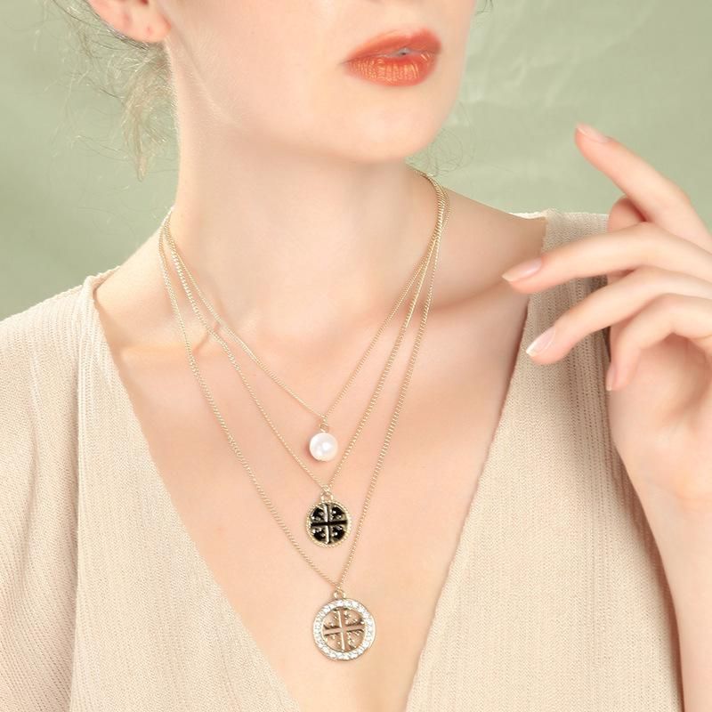 Europäische Und Amerikanische Mode Diamant Schlüsselbein Kette Trend All-match Perle Halskette Frauen Neue Mehr Schicht Ige Kreis Halskette X981572