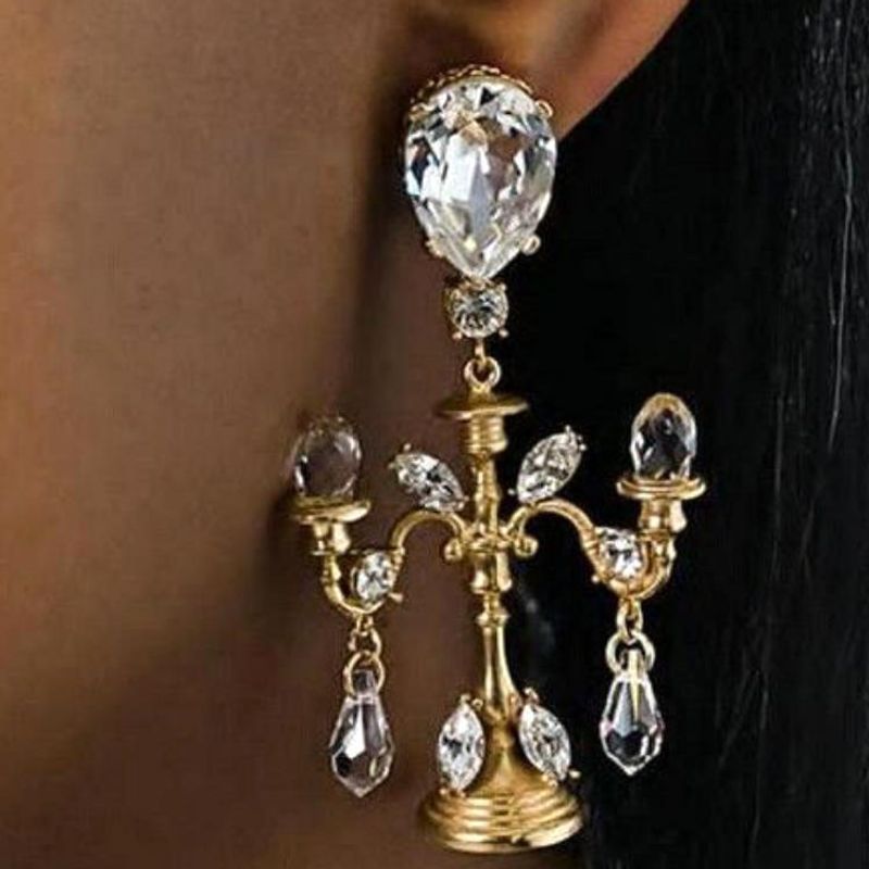 2018 Baroque De Mode Lustre En Cristal Boucles D'oreilles Rétro Diamants Balancent Boucles D'oreilles Exagéré Oreille Bijoux En Gros