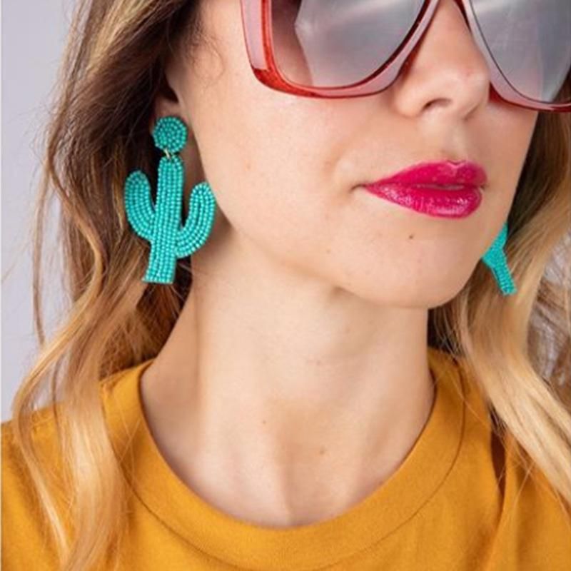 Fashion Simple Cactus Rice Beads Earrings Nhjq140218