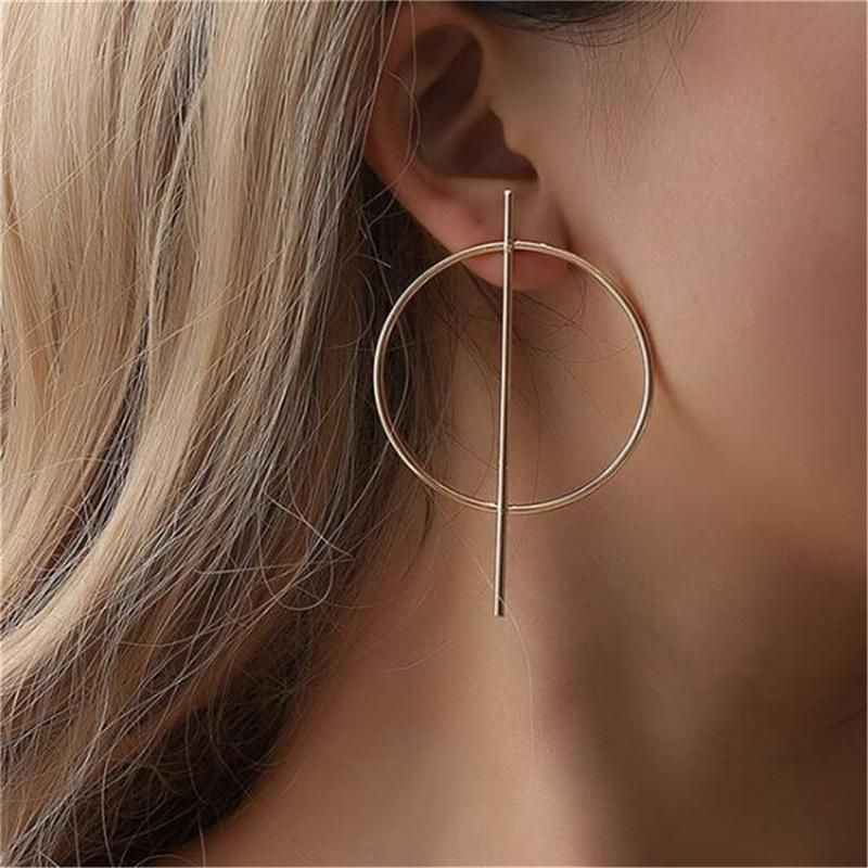 Simple Circle Hollow Long Earrings Nhpf141071