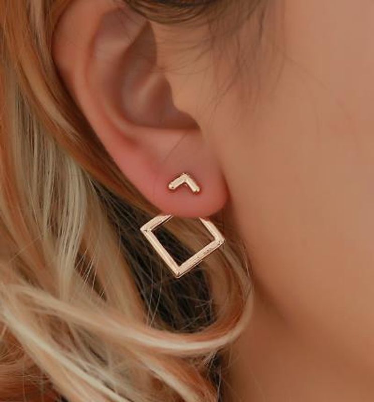 Simple Metal Cutout Rhinestone Cuff Clip Earrings Alloy Alloy Nhpf141090