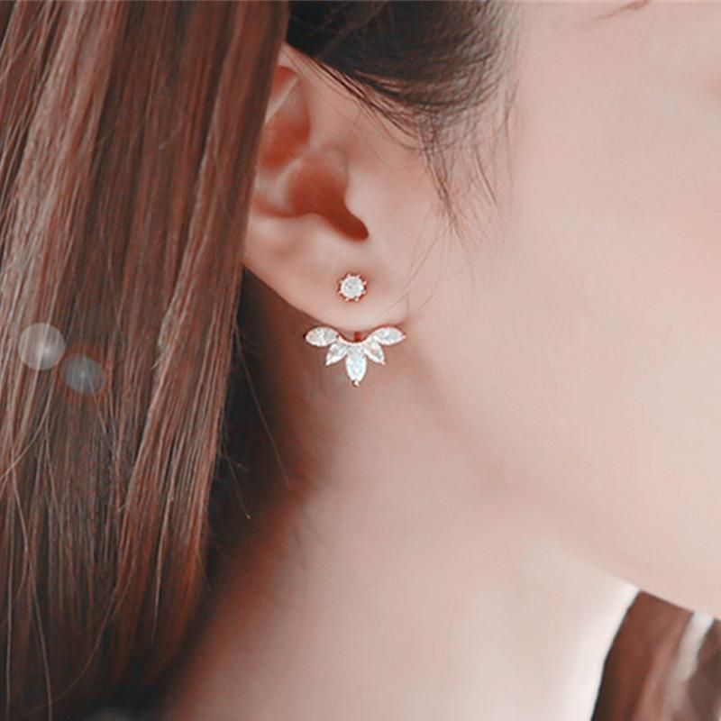 Koreanische Version Von Zirkon Gänseblümchen Blumen Ohrringe Europäische Und Amerikanische Mode Ohrringe Blüten Blätter Eingelegt Kristall Temperament All-match Ohrringe Damen