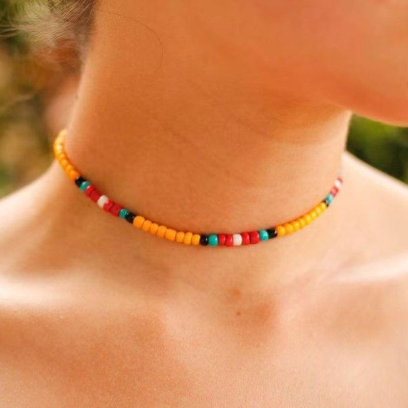 Collar De Cuentas De Arroz De Color Corto Bohemio Nhct151269