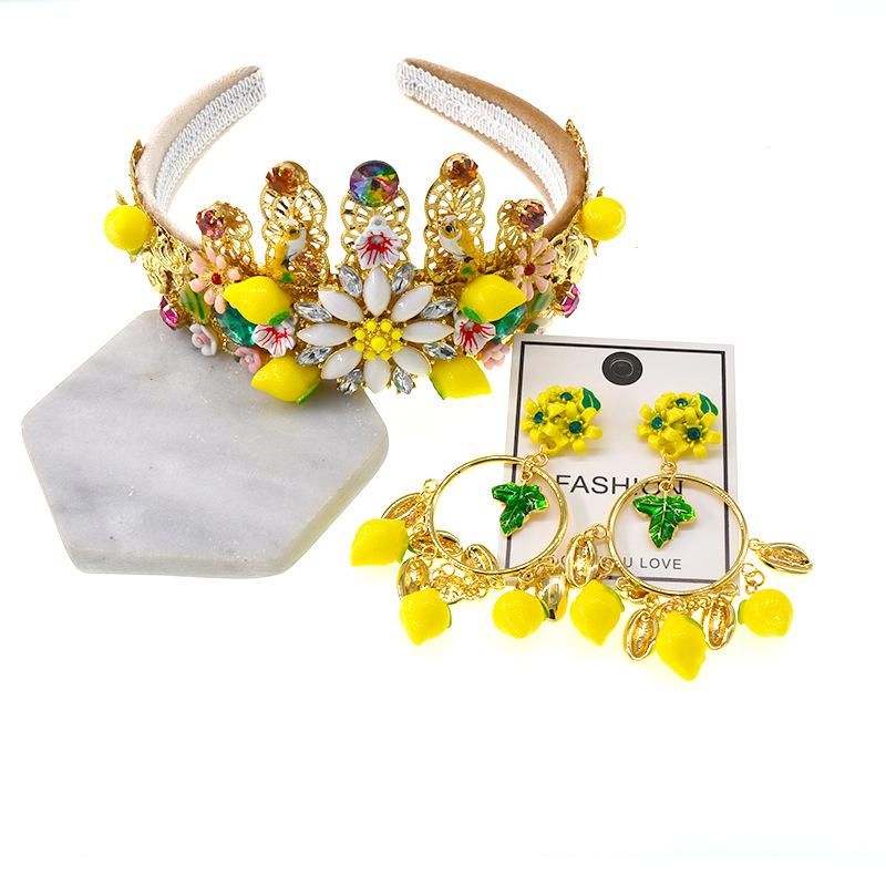 Fashion Fruit Yellow Lemon Crystal Headband Nhnt151306