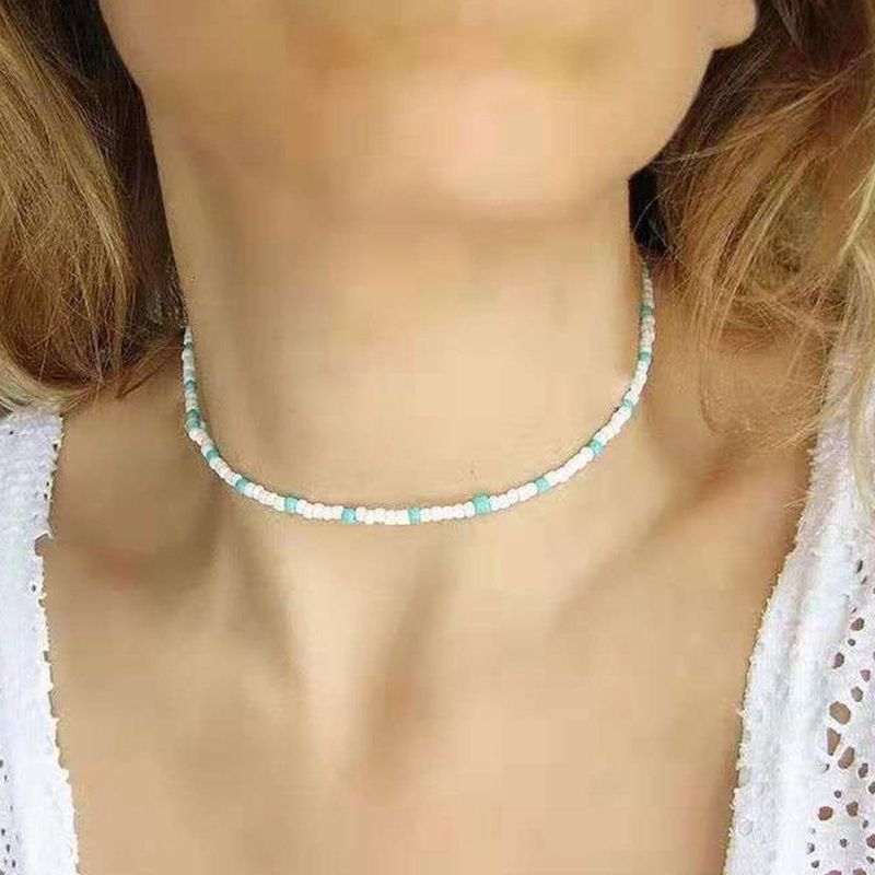 Europäische Und Amerikanische Böhmische Halskette Seed Beads Choker Farbige Reis Perlen Halskette Weiblich 12080-16