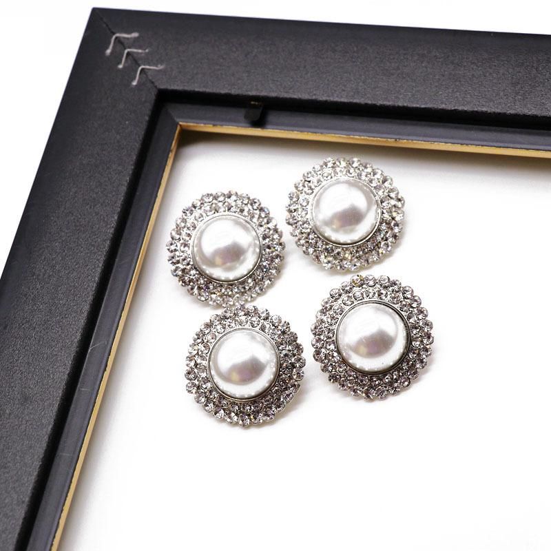 White Pearl Gemstone Diamond 925 Silver Stud Earrings Nhom151369