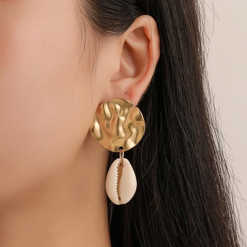 Heiß Verkaufte Ohrringe In Europa Und Amerika, Unregelmäßige Geometrische Yajin-ohrringe, Ohrringe, Natürliche Muscheln, Einfache Französische Ohrringe, Frauen