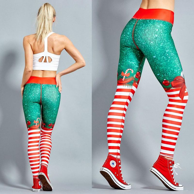 Heißer Verkauf Heißer Stil Europäische Und Amerikanische Damen Weihnachten Digitaldruck Sport Yoga Leggings Frauen