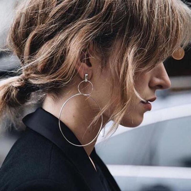 Europäische Und Amerikanische Persönlichkeit Ohrringe Kreative Mode Einfache Geometrische Kreise Übertriebene Lange Kreis Ohrringe Ohrringe Frauen