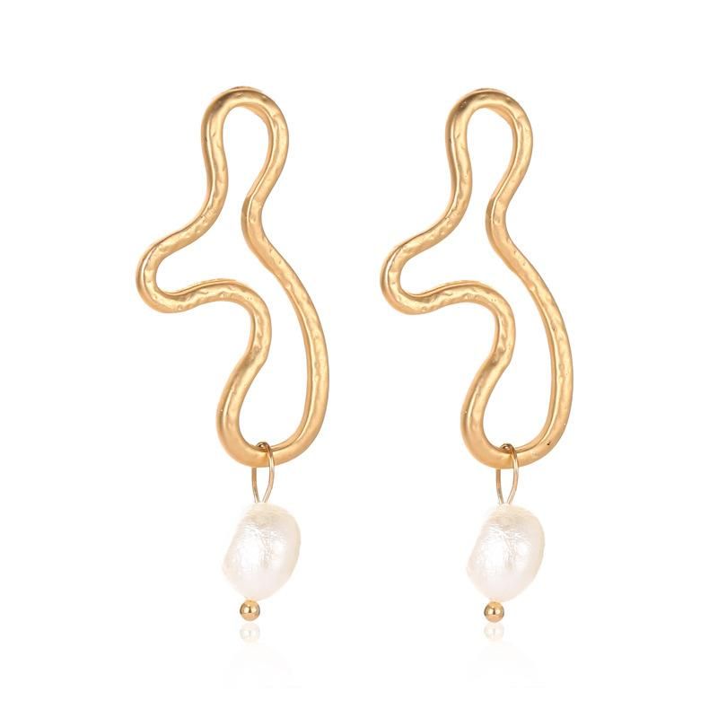 Stylish And Simple Hollow Pearl Stud Earrings Nhdp151894