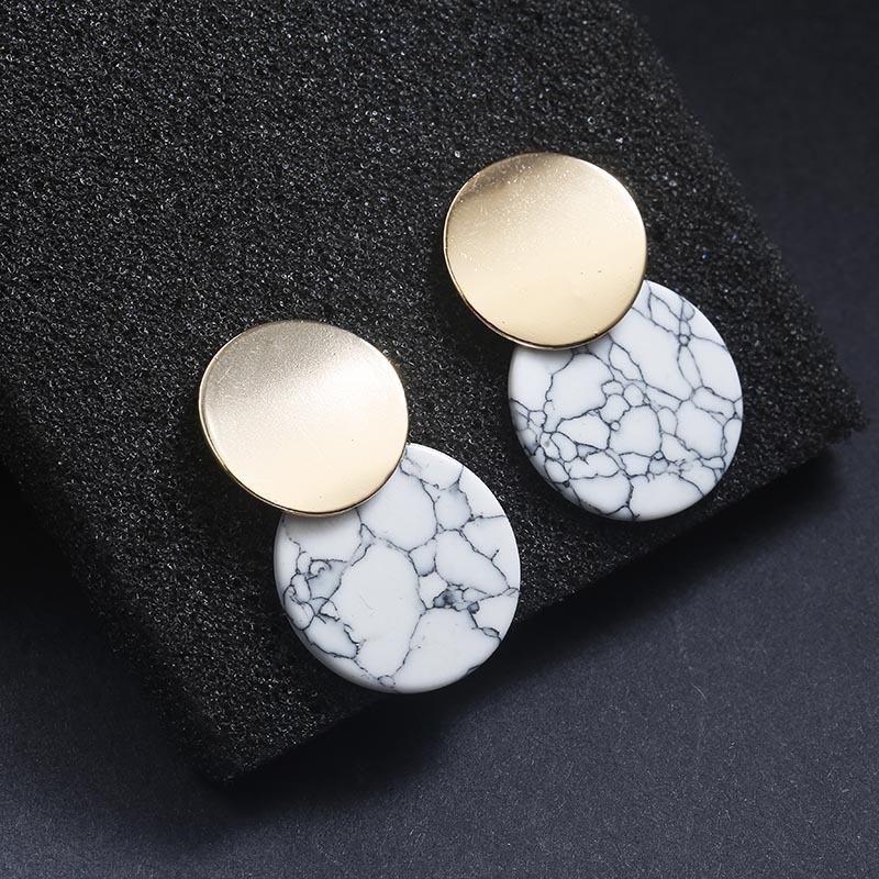 Black And White Vintage Marble Earrings Nhpf151913
