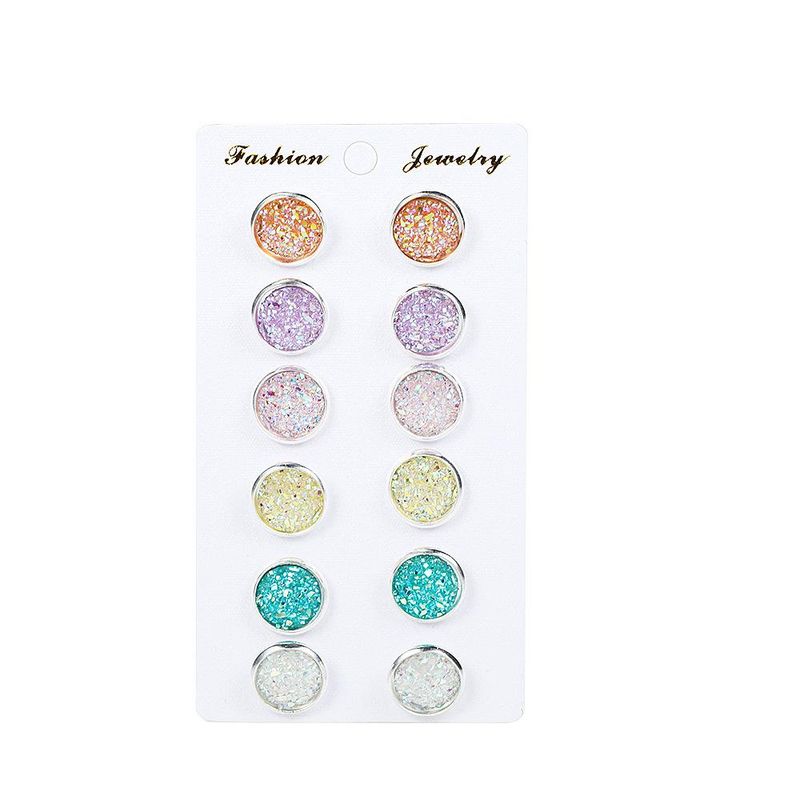 Simple Colorful Round Frosted Dream Star Stud Earrings Nhpf151988