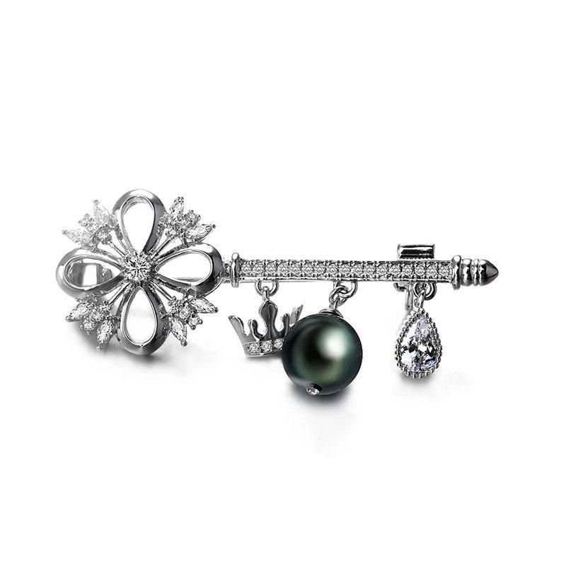 Koreanische Mode Damen Anzug Brosche Geist Schlüssel Diamant Perlen Brosche Kleidung 154747