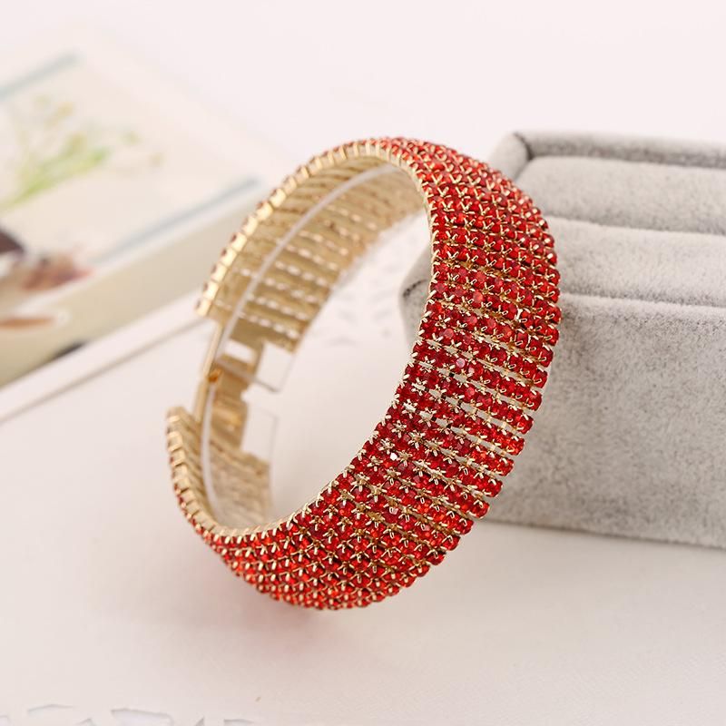 Einfaches Und Modisches Diamant-kristall-strass-armband Voller Diamant 8 Reihen Armband Braut  Schmuck Großhandel