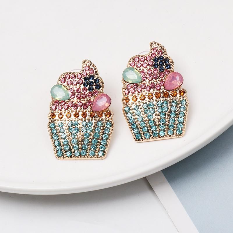 Fashion Color Diamond Ice Cream Stud Earrings Nhjj152441