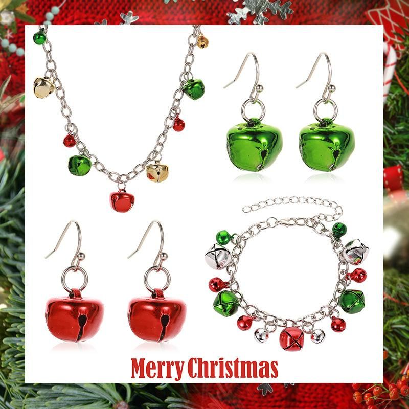 New Christmas Color Bell Necklace Bracelet Earrings Nhdp152483