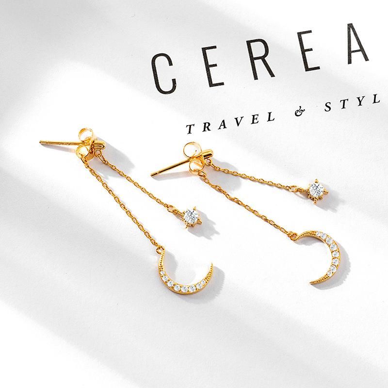 Fashion Two Wearing Stars And Moon Design Alloy Earrings Nhll152586
